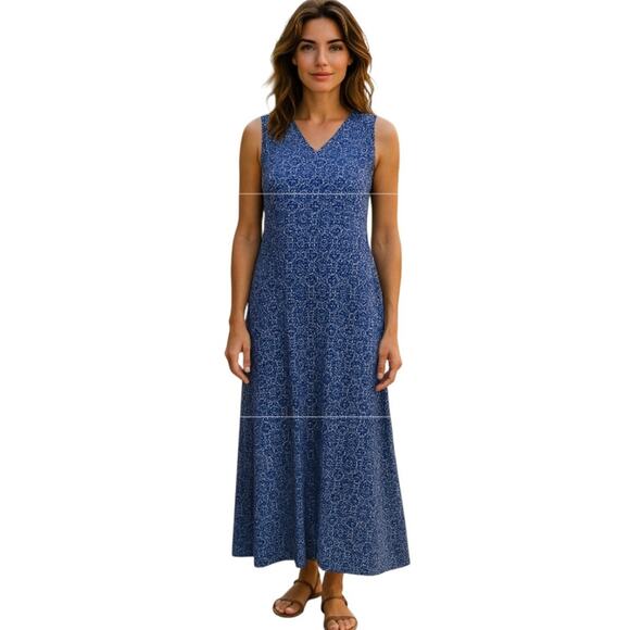 Market & Spruce Women’s Maxi Dress Geometric Blue White Size XL NWT - Picture 12 of 12